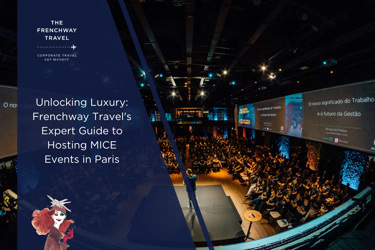 Audience listening to a panel discussion at a corporate conference and trade show, representing Frenchway Travel exhibition travel coordination