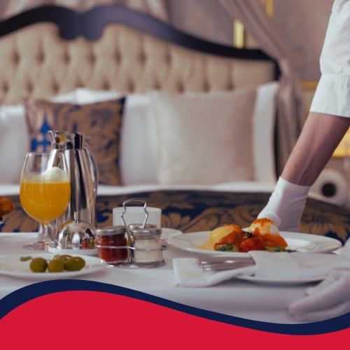 Room service with gourmet breakfast in a luxury Parisian hotel arranged by Frenchway Travel