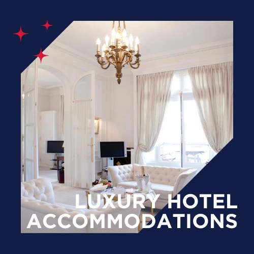 Elegant Parisian hotel room for high-profile guests during Fashion Week.