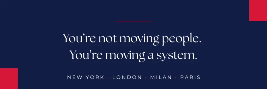 Editorial quote banner about Fashion Week travel coordination across New York, London, Milan, and Paris.