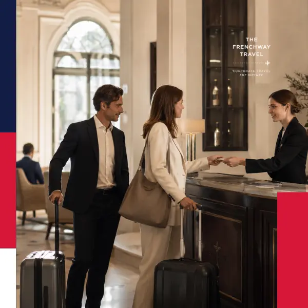 Business traveler reviewing a receipt and payment card during a corporate trip.