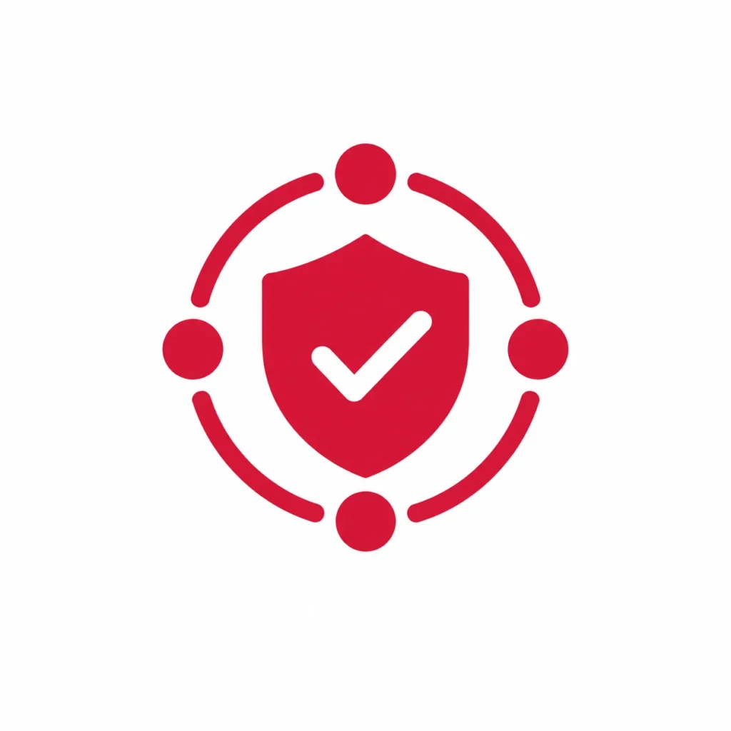 Red shield icon with a checkmark and connected points, representing smooth, secure, and friction-free VIP travel coordination.